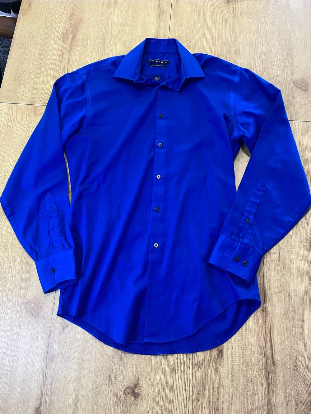 Geoffrey Beene Men's Royal Blue Long-Sleeve Dress Shirt